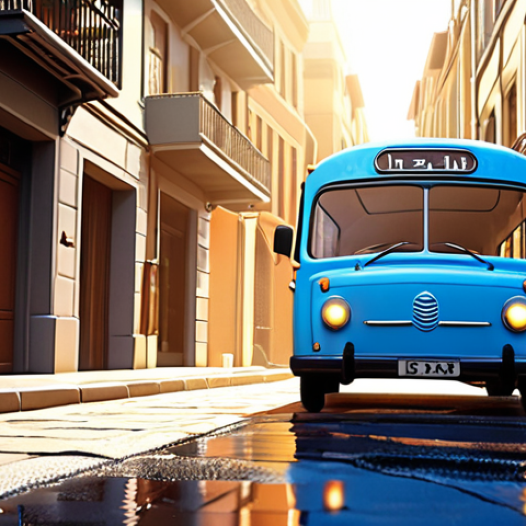 The Journey of Discovery and Resilience**
"A cute little blue bus, Tayo, with a determined yet slightly curious expression, navigating a sun-drenched, vibrant city street. He is depicted overcoming a minor, symbolic obstacle like a gentle uphill slope or a small puddle, showcasing resilience and learning. The urban environment is clean and inviting, reflecting growth and new experiences. Animated style, warm lighting, focus on personal journey."

**