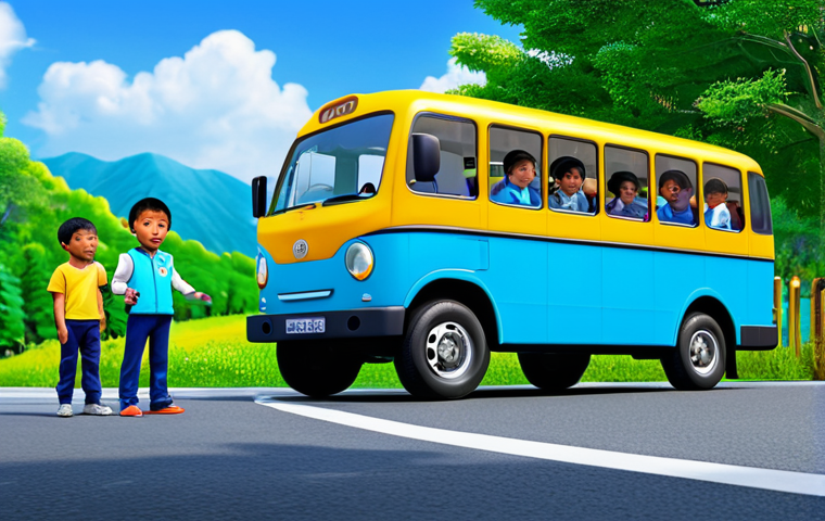 Tayo Educational Moment**
"Tayo the Little Bus, fully clothed, teaching children about road safety in a bright and colorful animated scene. Children are wearing appropriate attire and paying attention. Safe for work, professional illustration, perfect anatomy, natural proportions, family-friendly, educational content."
**
