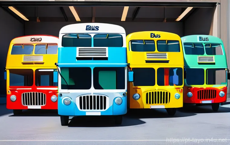 타요 테마별 에피소드 - **Prompt: Joyful Teamwork in the Bus Garage**
A vibrant, cheerful scene set inside the brightly ...