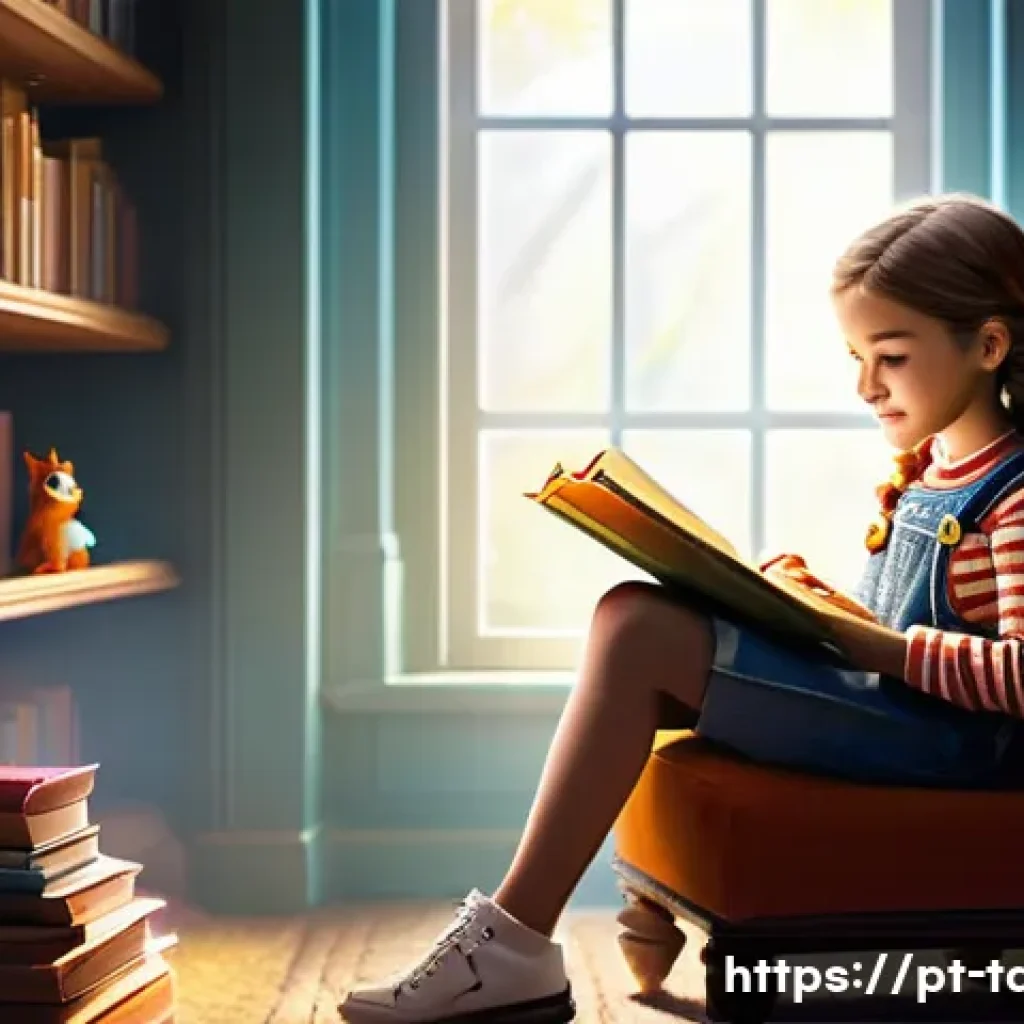 타요 관련 스토리 창작 - **The Young Storyteller's Magical Spark**
A vibrant, whimsical scene featuring an 8-year-old gir...