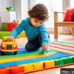 Home 20 타요 장난감 세트 추천 - A cheerful young child around 3 years old playing with colorful, large plastic Tayo toy buses and fi...