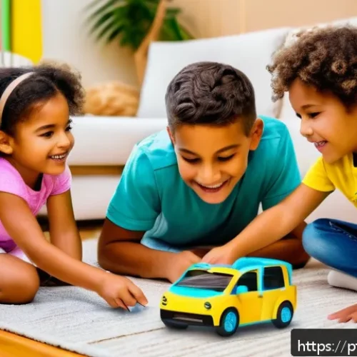Home 17 타요와 증강현실 - A joyful group of Brazilian children aged 5 to 8 playing with interactive augmented reality educatio...